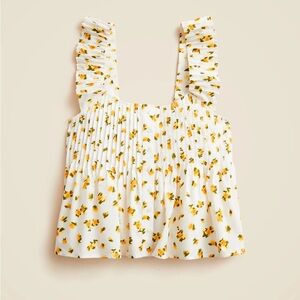 J Crew Floral Ruffle Strap Top - White and Yellow NWT